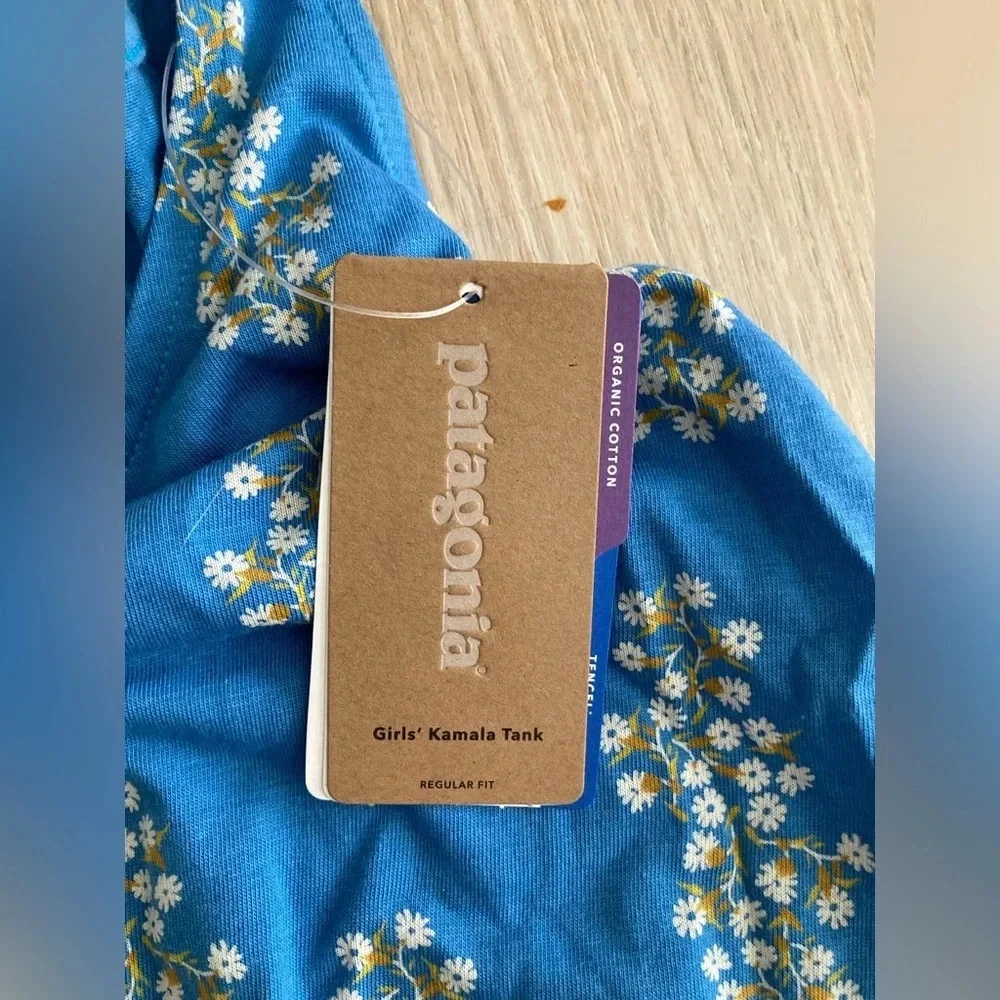 NWT Patagonia Girls Kamala Tank Daisy Daze: Joya Blue - Size XL (14) - Picture 4 of 6